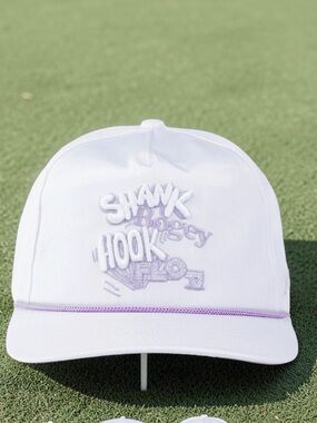 Bad Birdie Rope Golf Hat White Purple “Shank Bogey Hook” Snapback Adult Cap NWT